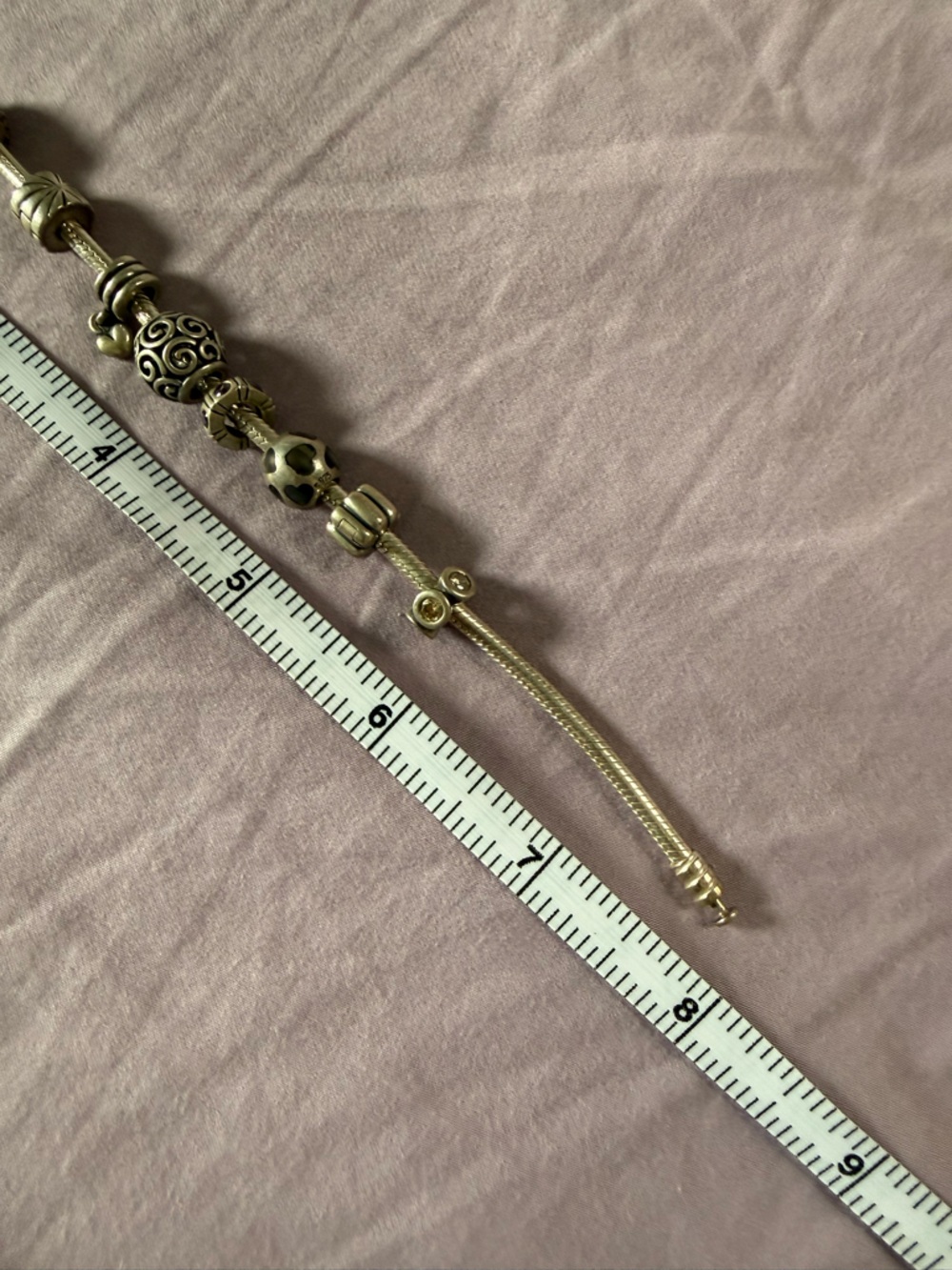 8 inch long silver pandora bracelet with 9 charms/extras - Picture 5 of 6